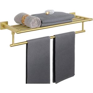 Alise Towel Racks for Bathroom Wall Mounted,24 Inch Bathroom Towel Rack with Tower Bar,Double Towel Racks for Bathroom,SUS304 Stainless Steel Bathroom Towel Holder Brushed Gold
