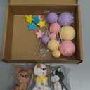 Dog Cake Topper Clay Figurines - Puppy Star Yellow Pink Purple Ball Cake Topper for Dog Theme Birthday Cake Decorations (Style 01)