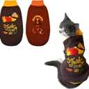 Vehomy 2Pcs Dog Cat Thanksgiving Sweaters Dog Pumpkin Turkey Sweaters Thanksgiving Dog Cat Turtleneck Knitwear Shirt Clothes Dog Puppy Halloween Costume Clothes for Small Medium Dogs Cats M