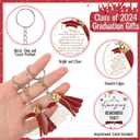 Inbagi 100 Sets Graduation Gifts Bulk Tassel Keychains with Inspirational Cards for Graduation Party Gift (Red)