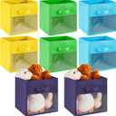 Marsui 8 Pcs Cube Storage Bins with Clear Window 11'' Daycare Storage Cube Organizer Bins for Closet Kid Nursery Playroom with Handle Fabric Collapsible Storage Cubes(Dark Blue, Yellow, Green, Blue)