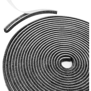 33FT Brush Weather Stripping, 0.35"W x 0.2"T High-Density Self-Adhesive Seal Strip for Doors and Glass Doors, Draft Blocker for Windproof, Dustproof, and Soundproof, Easy Cut & Install, Gray