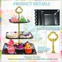 Honeydak 3 Sets of 3 Tier Serving Tray 3 Tiered Dessert Stand Wedding Cupcake Stand PP Plastic Cupcake Holder Dessert Tray Cake Fruit Candy Table Display Set for Birthday(Black)