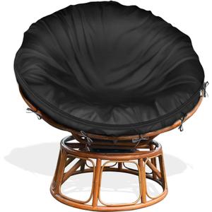 Papasan Cushion Cover Waterproof Only,(for 47in-55in Outdoor Indoor Papasan Chair Cushion Covers) Black, Zipper Design for Easy Closure and Removal, Silky Smooth Fabric