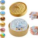 Glitter Dumpling Squishy, Dumpling Squishies, Glitter Dumplings Mystery Box, Colorful Sensory Toys Stress Relief Ball, Jumbo Squishy Toy, Soft Squeeze Decompression Dough with Food Steamer (White)