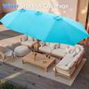 SUPERJARE 15FT Outdoor Patio Umbrella with Base Included, Double Sided Pool Umbrellas with Fade Resistant Canopy, Extra-Large Table Umbrella for Deck, Market, Backyard, Light Blue