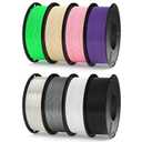 ELEGOO 250g PLA Plus Filament Bundle 1.75mm, 8 Colors 3D Printer Filaments Dimensional Accuracy +/- 0.02mm, 8 Pack 250g Spool Black/White/Space Grey/Translucent/Beige/Neon Green/Pink/Purple