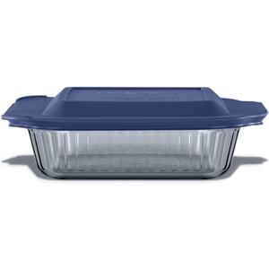 Pyrex Colors Tinted (8x8) Glass Baking Dish with BPA-Free Lid, Oblong Bakeware Glass Pan For Casserole & Lasagna, Dishwasher, Freezer, Microwave and Pre-Heated Oven Safe, Smoke