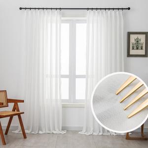 Off White Pinch Pleated Sheer Curtains & Drapes 84 Inches Long Light Filterring Semi-Sheer Pinch Pleat Curtains for Sliding Glass Door & Living Room, 52 inch Width x 84 inch Length, Set of 2