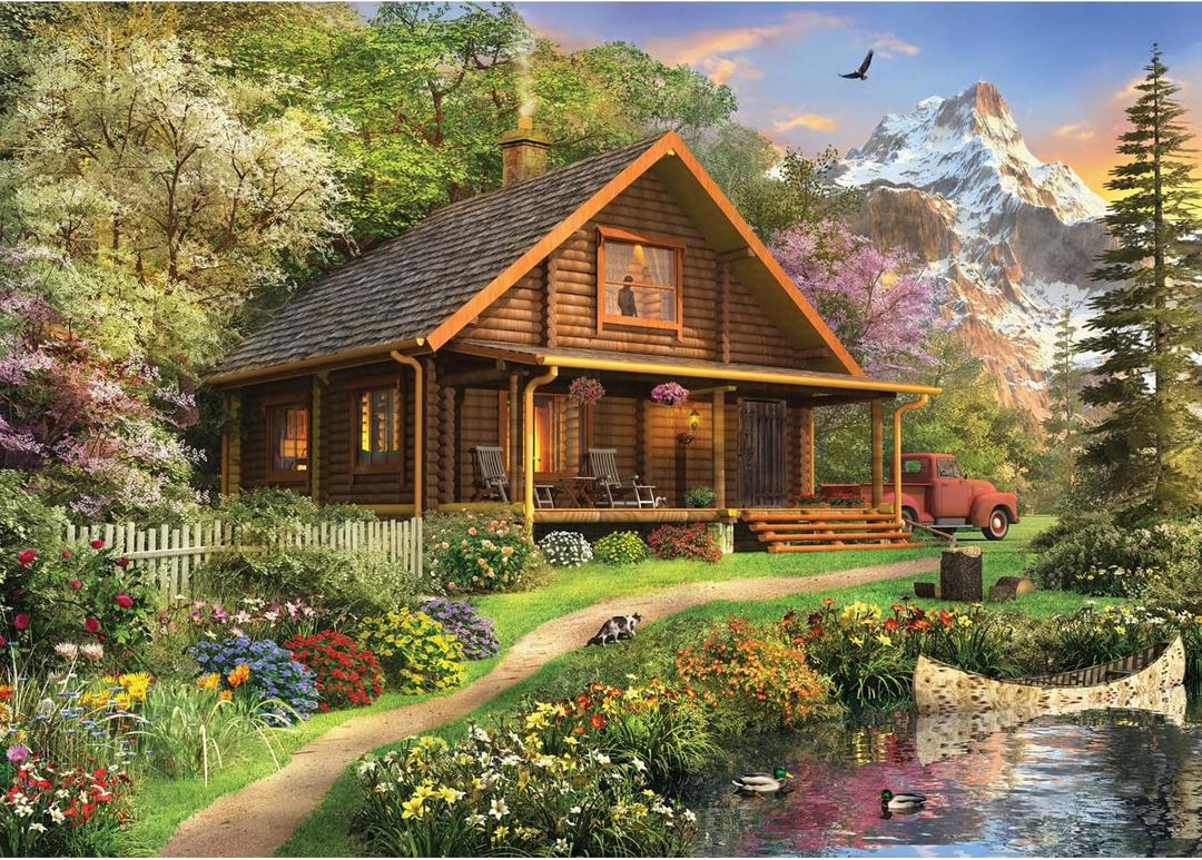 500 Pieces Puzzle for Adults, Birds Bath Flower Fence Puzzle, Recycled Cardboard Animals Jigsaw Puzzle 500 Pieces, Challenging Game Home Decor Birthday Party Gift Toy for Adults Seniors 20.5 x 15 in