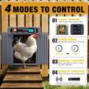 Automatic Chicken Coop Door, Extra Large Size, Anti-Pinch Design,Programmable Timer & Light Sensor Modes, Large LCD Display, Solar Powered Auto Chicken Door Opener (50m)