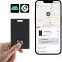 Wireless Rechargeable Wallet Tracker Card Air Tags-1 Pack Android, Works with Google Find Hub App (Android Only), 1.8mm Ultra-Slim, Smart Tracking Tag for Luggage/Passports/Keys/Bags, IP68 Waterproof (Black)