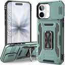 Case Compatible with iPhone17 Phone Case with Stand & Camera Cover & HD Screen Protector, Dual-Layer Shockproof Military-Grade Drop Protection, for iPhone 17 (Alpine Green) (iPhone 17 6.3 inch)