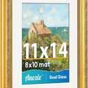 Vintage 11x14 Picture Frame,Antique Gold Photo Frames with Real Glass Front,Ornate Picture Frames Display 8x10 with Mat or 11x14 Frame Without, Wall Dcor,1 Pack,Gold