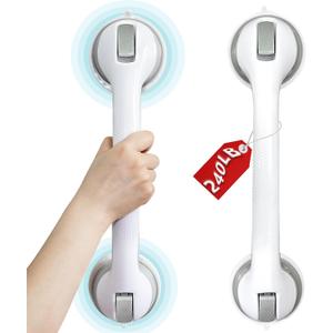 Shower Grab Bars, 2 Pack 16 inch Suction Cup Grab Bar for Bathtubs Showers for Wall, Shower Handrails for Seniors, Duty Shower Handle Removable, Bathroom Safety Grip, Heavy Suction Cup Grab Bar