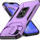 Case for iPhone 16e/17e with Slide Camera Cover+HD Screen Protector(2 Packs), Military Grade Shockproof Protective Cover, Rotated Ring Kickstand(A - Violet)