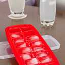Joie Standard Ice Cube Tray, Covered and Stackable, No-Spill Removable Lid, Pop Open Door for Easy Refills, Keeps Ice Fresh, Freezer Durable, Dishwasher Safe, Red