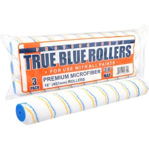 True Blue 18" Professional Paint Roller Covers, 18Inch, Best for All Types of Painting Surfaces, Refill Bulk Pack (3, 3/8" Nap)