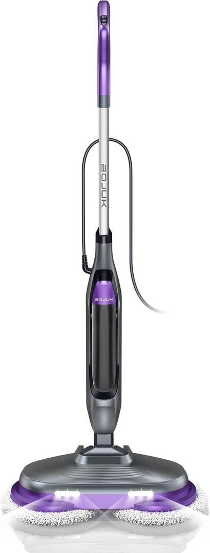 Steam Spin Mop, Smart Steam & Scrub Mop with 4 Cleaning Modes & LED Headlights, Safe for all Sealed Hard Floors like Tile, Hardwood, Stone, Laminate, Vinyl & More F2 (Purple)