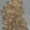 BARSDAR Long Wavy Blonde Wig With Bangs - 26 Inch Long Wavy Blonde Wig with Bangs for Women - Thick Soft Synthetic Hair Replacement Wigs Natural Looking Daily Cosplay Party Halloween