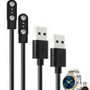 [2 Pack] for SOUYIE H65 1.19 Inch SmartWatch Charger, Magnetic Replacement USB Charging Cable Compatible with H65 Smart Watch Accessories.(Black)