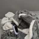 Sealy Electric Blanket Wearable with Foot Pocket, Electric Snuggle Blanket with Sleeves, Flannel & Sherpa Heating Throw with 6 Heat Settings & 2-10 Hours Auto Shut Off, 50 * 70"+18", Light Grey