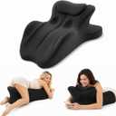 Ergonomic Memory Foam Wedge Pillow, 27° Angled Support Pillow for Couples Comfort, Multi-Position Lounge Pillow for Neck, Back, Waist & Hips, Removable Washable Cover, Black