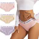 Women's Cotton Underwear Womens Cheeky Panties for Women Comfy Bikini (X-Large, 3 Piece, Pink/Skin Color/Light Purple)