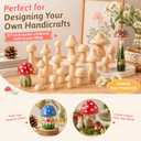 40 Pcs Big Sizes Unfinished Wooden Mushroom, Natural Plain Unpainted Wooden Mini Mushroom Figurines, Wood Mushrooms, Unpainted Art Project Crafting and Fairy Themed Spring Summer Decor