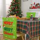 FuWeave 6 Pcs Lime Green Christmas Chair Covers Christmas Chair Back Covers Xmas Chair Protector Slipcovers Washable Winter Dining Room Seat Covers for Home Hotel Kitchen Decorations,Missing 4pcs