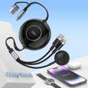 Retractable 100W Samsung Galaxy Watch Charger Fast Charge Cable - Multi 3-in-2 USB C/A to Lightning+USB C for Watch 6/5/4/3/2/Pro/Active, iPhone 15/14/13/12, S24/23/S22