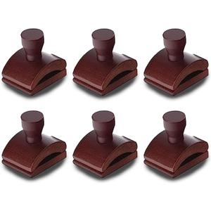 Impresa Pack of 6 Wood Quilt Wall Hanger Clips - Mahogany, Wood Extra-Wide Grip Clips for Hanging Quilts on Wall - Heavy-Duty Textile Art Holder Design - Mahogany Finish Mounts for Photo Display