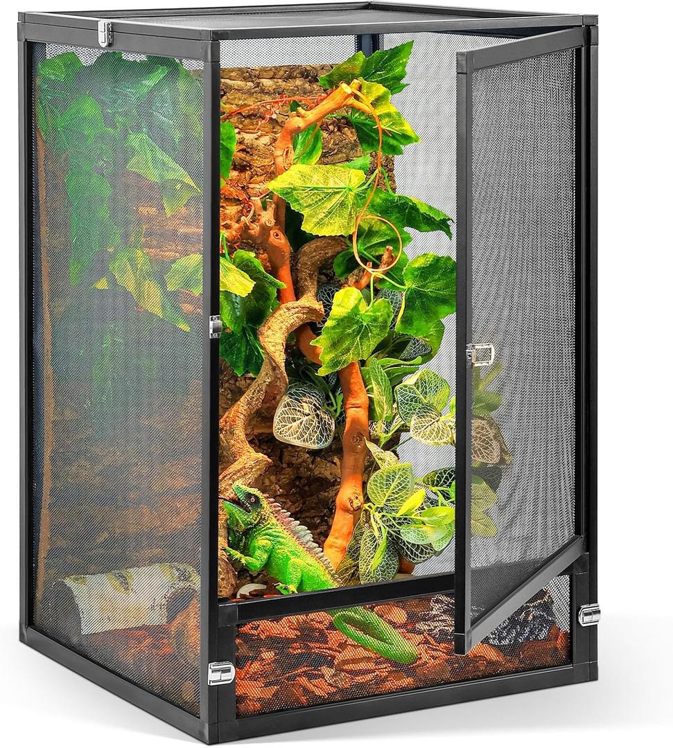 33 Gallon 360 Panoramic Foldable Reptile Terrarium Kit: Crested Gecko Tank and Reptile Cage for Superior Ventilation, Easy Feeding, Sturdiness, and Simple Assembly (Black, 26"x17"x17") 33 Gallon 360 Panoramic Foldable Reptile Terrarium Kit: Crested Gecko Tank and Reptile Cage for Superior Ventilation, Easy Feeding, Sturdiness, and Simple Assembly (Black, 26"x17"x17")