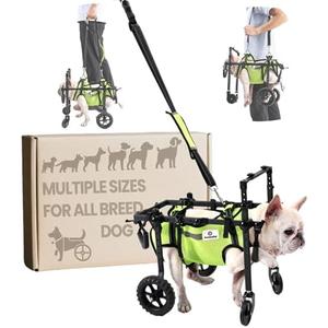 Dog Wheelchair for Back Legs, for All Breed Dog - Includes High-Visibility Vest, Leash & Sling Lift, for Arthritis, Paralyzed, Injured, or Disabled Dogs (4Wheels-S, for Small Breed Dog)