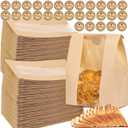 110 Pcs Bread Bags for Homemade Bread With Window Sourdough, 13.78x8.27x3.54 in, Sublaga Paper Bread Bags with 120Pcs Sealing Stickers, Packaging and Storage of Baked Goods Suitable for Bakers (110)