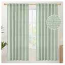 YoungsTex Sage Green Linen Curtains for Living Room 2 Panels, Semi Sheer Drapes Boho Light Filtering Window Treatments with Back Tab Rod Pocket for Spring Decor Dining Bedroom, 52 X 72 Inch
