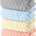 4 Pack Microfiber Bath Towels Large, Super Absorbent, Quick Dry, Plush and Fluffy, 27.5 x 55, Luxury Towel Set for Bathroom, Spa, Gym, Travel - Mixed Colors (Gray, Pink, Blue, Yellow)