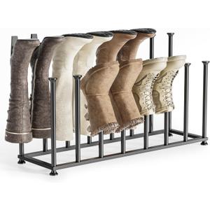 pickpiff Freestanding Boot Rack Organizer Tall Boots - Black Metal Boot Rack for Dorm Room, Closet, Entryway, Bedroom, Patio Outdoor, Hallway, Black, Shoe Storage Fit for 8 Pairs