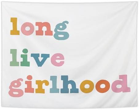 NATSUNO Long Live Girlhood Tapestry, Girls Room Decor Wall Tapestry, Boho Colorful Tapestries Wall Hanging for Toddler Girls Bedroom Playroom Nursery Decor, 50x60 Inches
