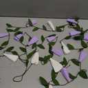 EASY JOY Crepe Paper Flowers Banner White Purple Spring Flower Garland Hanging Paper Florid Garland Leaves Banner for Spring Birthday Wedding Home Decorations