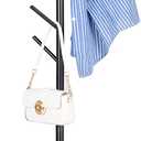 ZOZOE Metal Coat Rack Freestanding, Modern Heavy Duty Coat Racks with Natural Marble Base, Stable Coat Tree Stand, Hall Tree Hanger Coat Stand with for Bags, Hats, Entryway, Office, Modern Metal Black 8 Hoops 