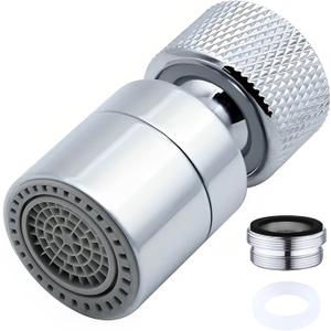 Faucet Aerator 360 Swivel Kitchen Sink Aerator, Dual-function 2-Flow Female 55/64 in-27UNS Chrome Solid Brass Faucet Sprayer Attachment with 15/16 in Male Threaded Adapter for Bathroom Sink Filter