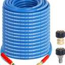 3/8" Pressure Washer Hose 100ft - 4800 PSI Kink Resistant Steel Wire Braided Industrial Grade Power Washer Hose for Hot/Cold Water up to 248F with 2 M22 14mm Quick Connect Ends and Adapters Kits