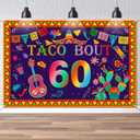 Taco Bout 60 Backdrop 60 Fiesta Mexican Cactus Birthday Banner Happy 60th Birthday Background Banner Photo Props Supplies for Men Women 6x4 ft