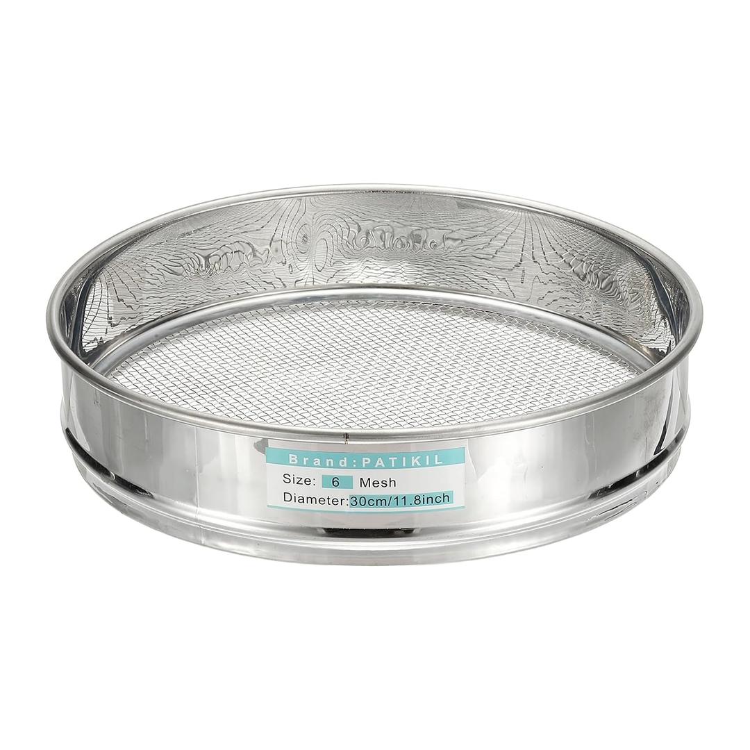 PATIKIL 6 Mesh(3.2mm) Lab Sieve, 11.8"(30cm) Diameter Sifting Screen 304 Stainless Steel Wire Cloth Fine Mesh Sieve for Industrial Laboratory Home Soil Sifter Dry Sift Screens Hash