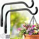 Lifyzoon Durable Plant Hangers Brackets: 2 Pack 8 Inch Outdoor Metal Hanging Plant Brackets, 15lbs Weight Capacity - Rustproof Wall Hooks for Flower Basket Bird Feeders Wind Chimes and Lanterns