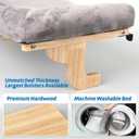 Zakkart Cat Perch for Window Sill with Bolster - Orthopedic Hammock Design with Premium Hardwood & Robust Metal Frame - Cat Window Seat for Large Cats and Kittens - Natural Color Wood Gray Bed, 24''W