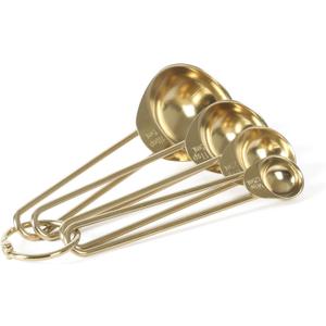 Martha Stewart Richburn 4-Piece Gold Stainless Steel Measuring Spoons Set  Durable and Stylish Kitchen Measuring Tools for Precise Baking and Cooking