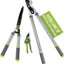 Garden Loppers Pruning Shears, Updated 3PCS Hedge Clippers Combo Set, Branch Cutter with Compound Action, Chops Thick High Branch Ease, Professional Tree Trimmer Set Heavy Duty