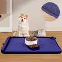 Dog Food Mat, Silicone Dog Mat for Food and Water -Pet Feeding Mats with Residue Collection Pocket, Waterproof Dog Cat Bowl Mats with Raised Edges and Hooks, Placemats for Cats and Dogs Water Bowl